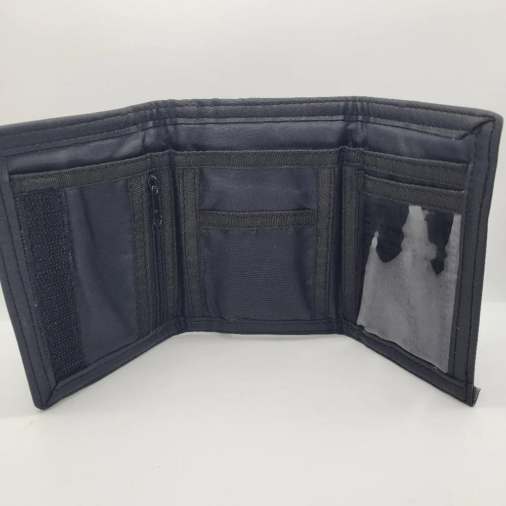 Vintage Rare Las Vegas Black Wallet Faux Leather Zip Compartments Credit Cards - Picture 3 of 13